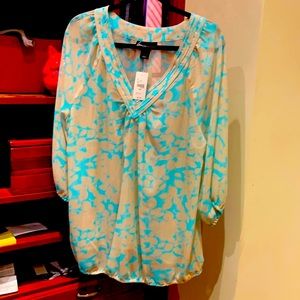 Lane Bryant Light gray and teal polyester V-neck shirt  size 18/20